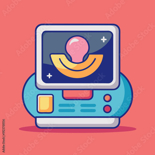 Cute Ultrasound Machine Displaying a Baby Image
