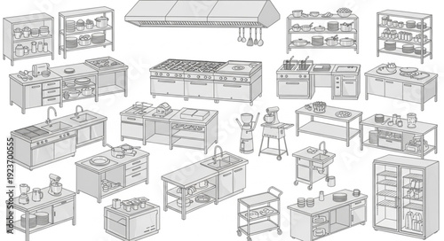 Collection of various detailed drawings of furniture and interior design elements.