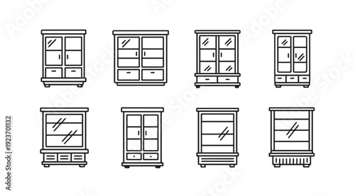 Collection of Line Art Display Cabinets and Curio Cabinets