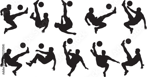 Silhouette of various volleyball player movements in action sequence