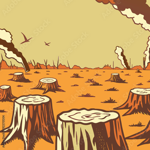 Scene of Deforestation and Environmental Destruction