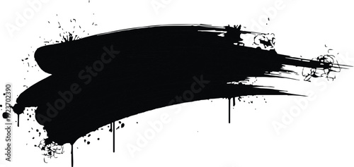 The described image features a dark black abstract brush stroke, creating an interesting visual contrast.