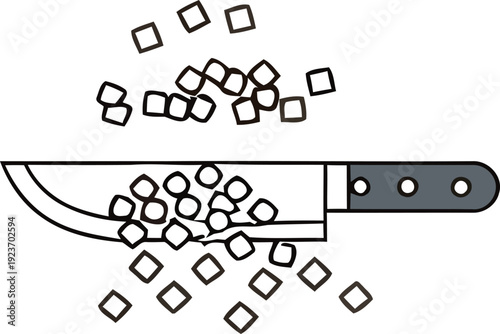 Knife with salt spilling from the blade to the ground