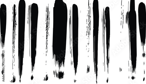 The image depicted features a series of vertical black brush strokes arranged in a row, creating an interesting contrast that emphasizes the boldness of the black against the purity of the