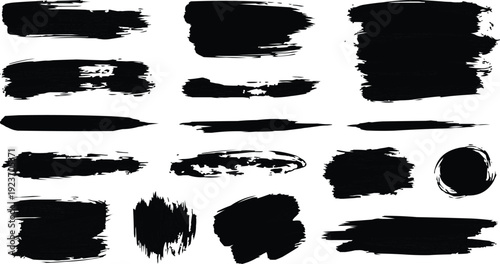 The image above features a collection of almost black brush strokes arranged on a white background, creating an interesting visual contrast. The use of black with white enhances the boldness 