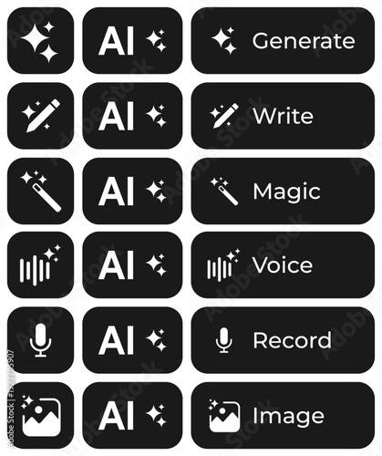 Best ui/ux Call to Action Buttons for generative Ai, Best for mobile application, apps and websites, creative design, modern, image generation ai, content generation ai - eps.005
