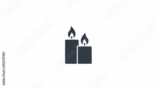 Two Black Candles with Flames Burning.