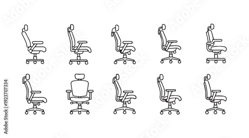 Office Chair Line Art Collection: Ergonomic Designs for Workspace Comfort