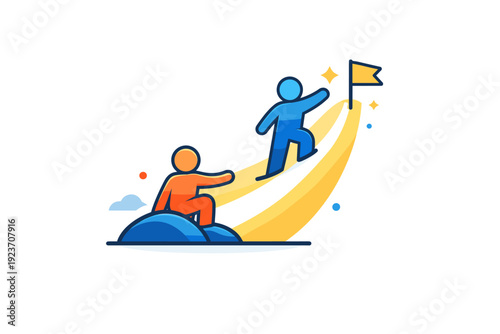 Mentorship and guidance between inspiring individuals focusing on shared growth and meaningful knowledge transfer. A warm visual metaphor with two simplified