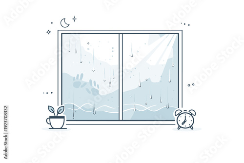 Fogged windows mornings. A fogged window as the main focus shows condensation patterns with tiny finger smudges and ambient light filling the frame, evoking