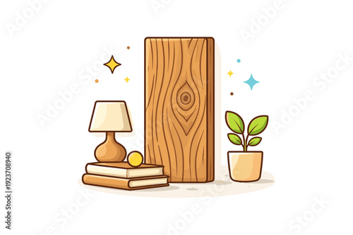 Wooden accents symbolizing timeless interior details with a single wooden element standing out against a clean background. A subtle visual