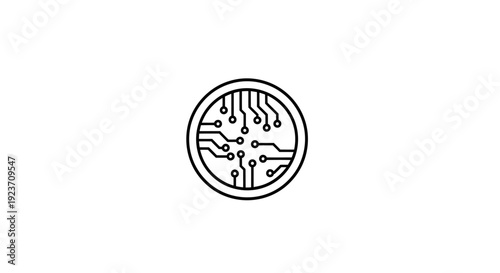 Black and white circular symbol design.