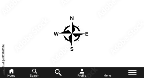 Black Compass Rose Navigation Symbol.