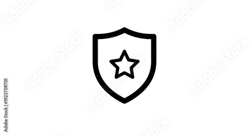 Black Shield Icon with Star Inside.