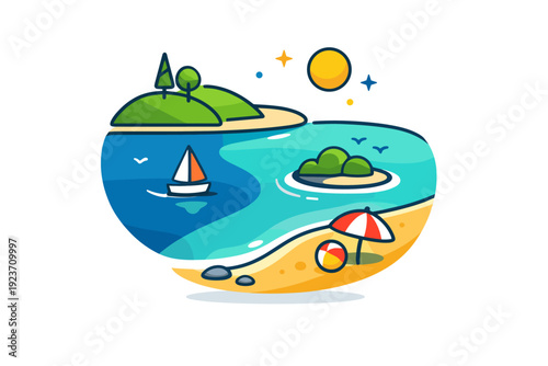 Aerial drone view calm overhead scene of a coastal area or lake with smooth shapes and natural contrasts, expressing openness, balance, and visual calm.