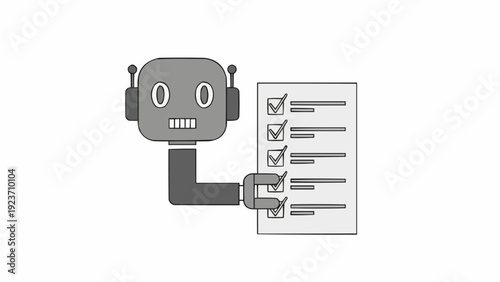 Robot filling out a form.