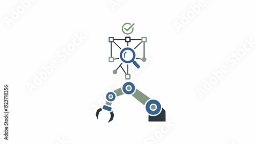 Robotic arm in industrial setting.