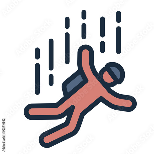 skydiver filled line icon. parachute freefall jump. air sport. extreme adventure