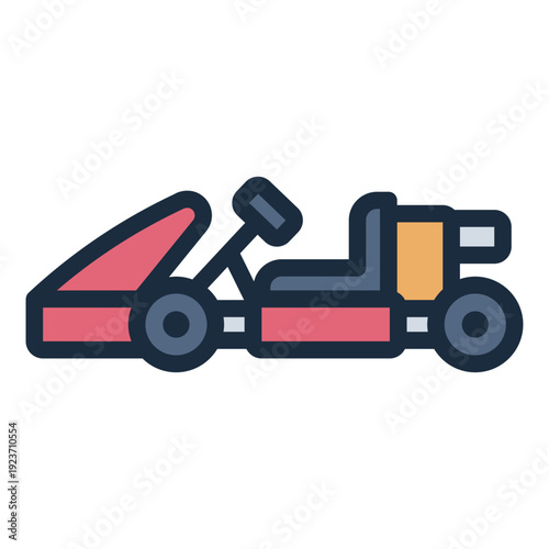 gocart filled line icon. racing kart vehicle. speed track. motor sport