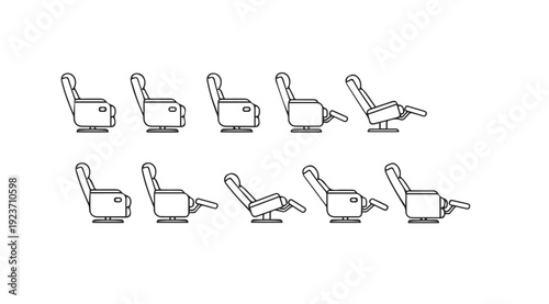 Recliner Chair Positions Line Art Illustration