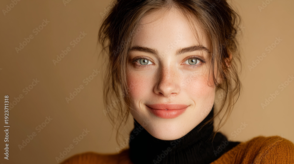 Fototapeta premium Ai makeup assistant showcasing digital beauty enhancement and facial analysis technology