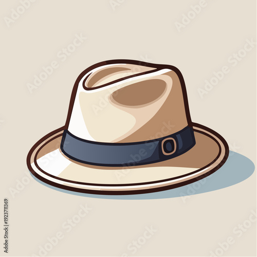 Stylish Fedora Hat with Dark Band and White Stripe.