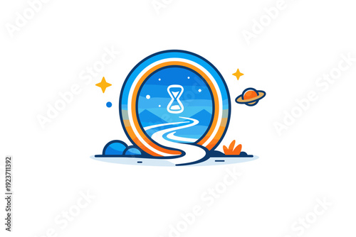 Time portals a glowing circular gateway opening in a calm abstract space, expressing curiosity, transition, and the idea of moving between moments in time.