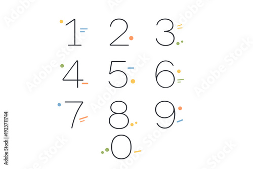 Minimal Numeric Set. Minimal numeric set. A balanced collection of outlined numbers arranged in a grid, designed for infographics and UI use. Professional