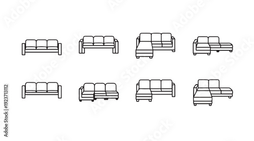 Sofa Collection Line Art Set - Various Configurations and Designs