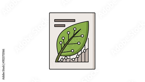 Green Leaf with Dew Drops Illustration.