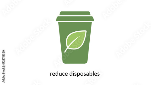 Green eco friendly disposable coffee cup.