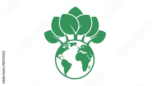 Green globe with leafy eco symbol.
