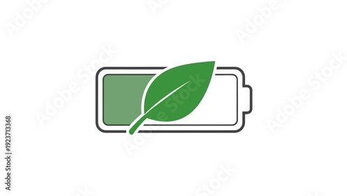 Green Leaf Battery Icon Eco Friendly.