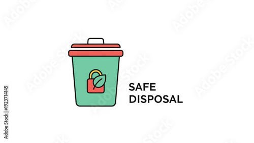 Green Recycling Bin with Red Lid and Battery.