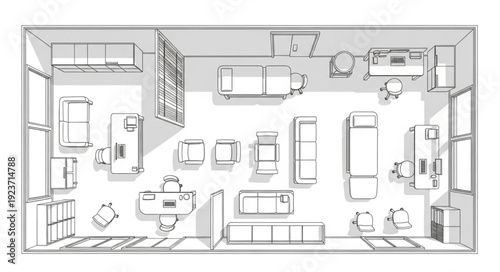 Detailed architectural floor plan of a modern residential interior design.