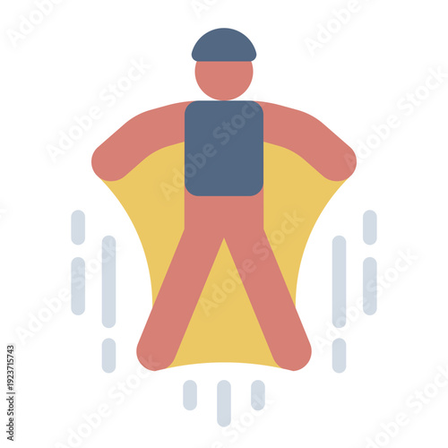 wingsuit flat icon. flight suit glide. air sport. extreme adventure
