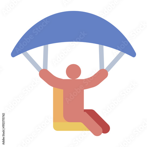 paraglider flat icon. canopy glide flight. mountain sport. air adventure