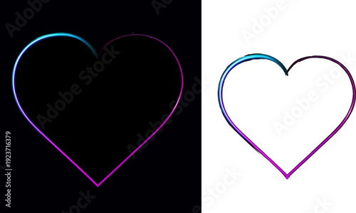 neon heart shapes in blue and pink colors