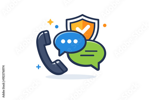 Anonymous chat support and listening a phone with overlapping speech bubbles and a subtle shield icon, symbolizing safe conversations,