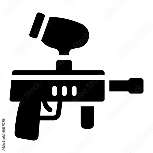 paintball gun glyph icon. marker shooting gear. outdoor battle. extreme sport