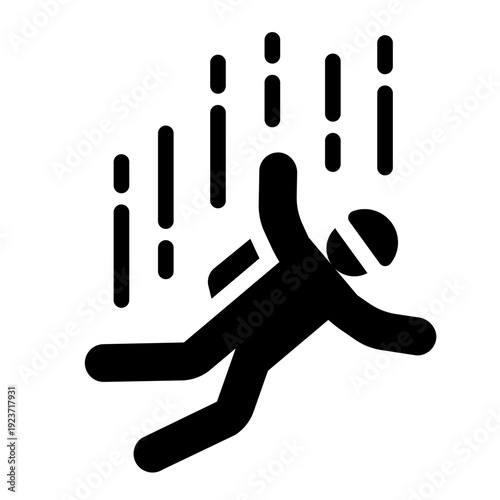 skydiver glyph icon. parachute freefall jump. air sport. extreme adventure