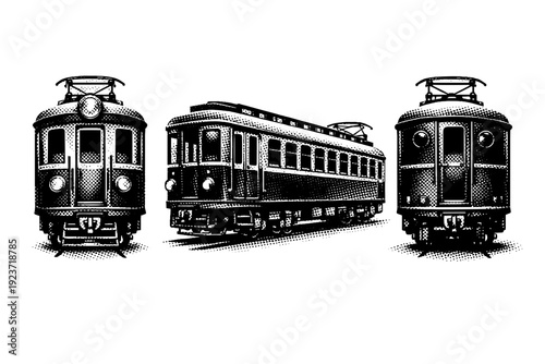 Vintage Subway Tram. Subway tram vintage early 20th century tram. A historic subway tram with rounded front, narrow body, and classic proportions represented