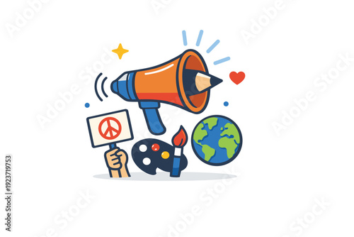 Creative Civic Expression. Art as a political statement expressing social values and public opinion through bold visual symbolism and simplified imagery. A