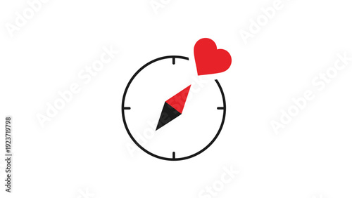 Compass with heart love direction.
