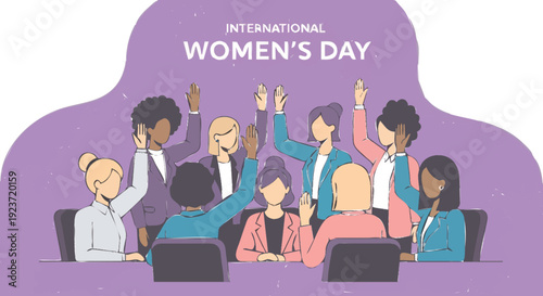 Diverse group of women celebrating International Women's Day together