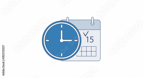 Blue clock on calendar page.
