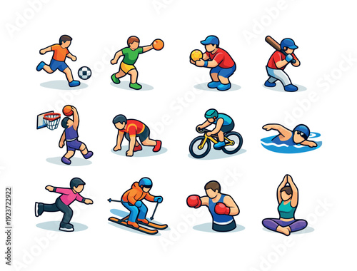 Collection of diverse athletes engaged in various sports and fitness activities