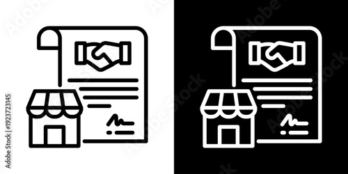 Franchise Agreement Icon Of Line Black And White Style 