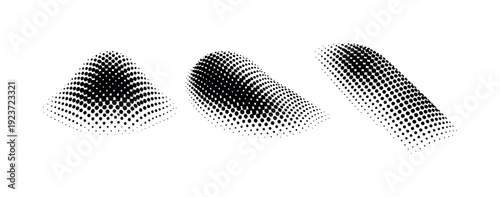 Basic halftone dot density pattern. A single halftone dot density pattern shown in three views: straight view, tilted view, and diagonal