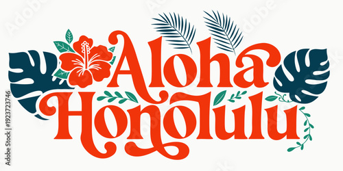 USA, US, U.S, United States - Bold “Aloha Honolulu” SVG – Tropical Island Typography Design for USA Hawaii Travel, Coastal Decor & Craft Cutting Projects